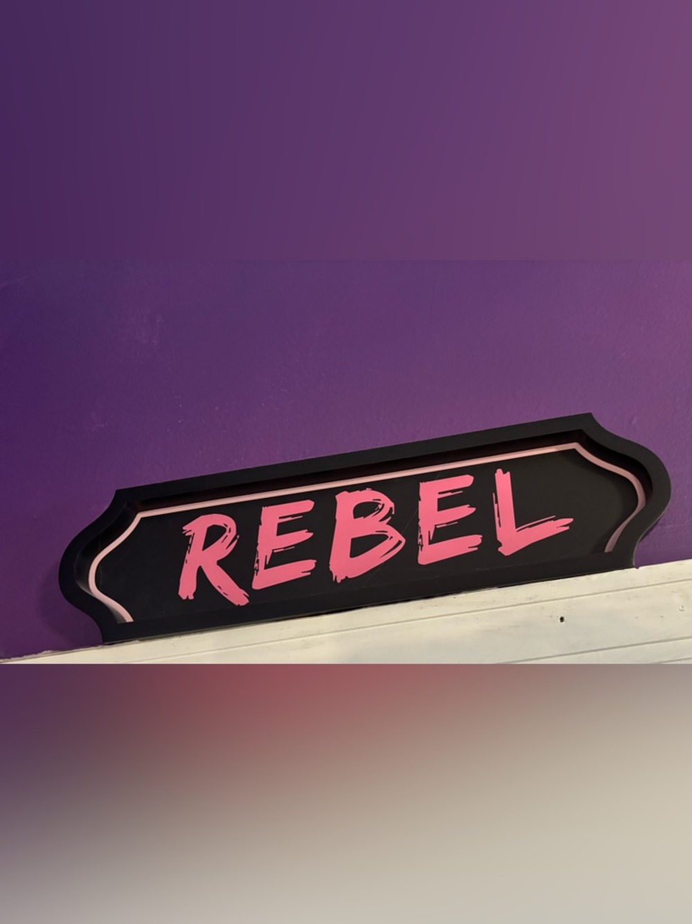 Graphic Pink "REBEL" Sign, Wall Hanging Punk Goth Decor
